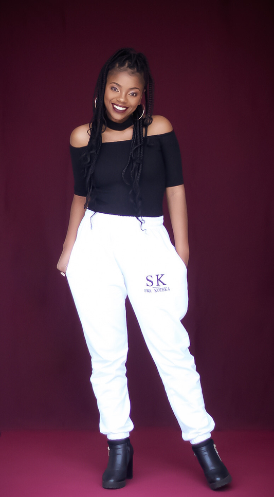 SK White Baggy Sweatpants